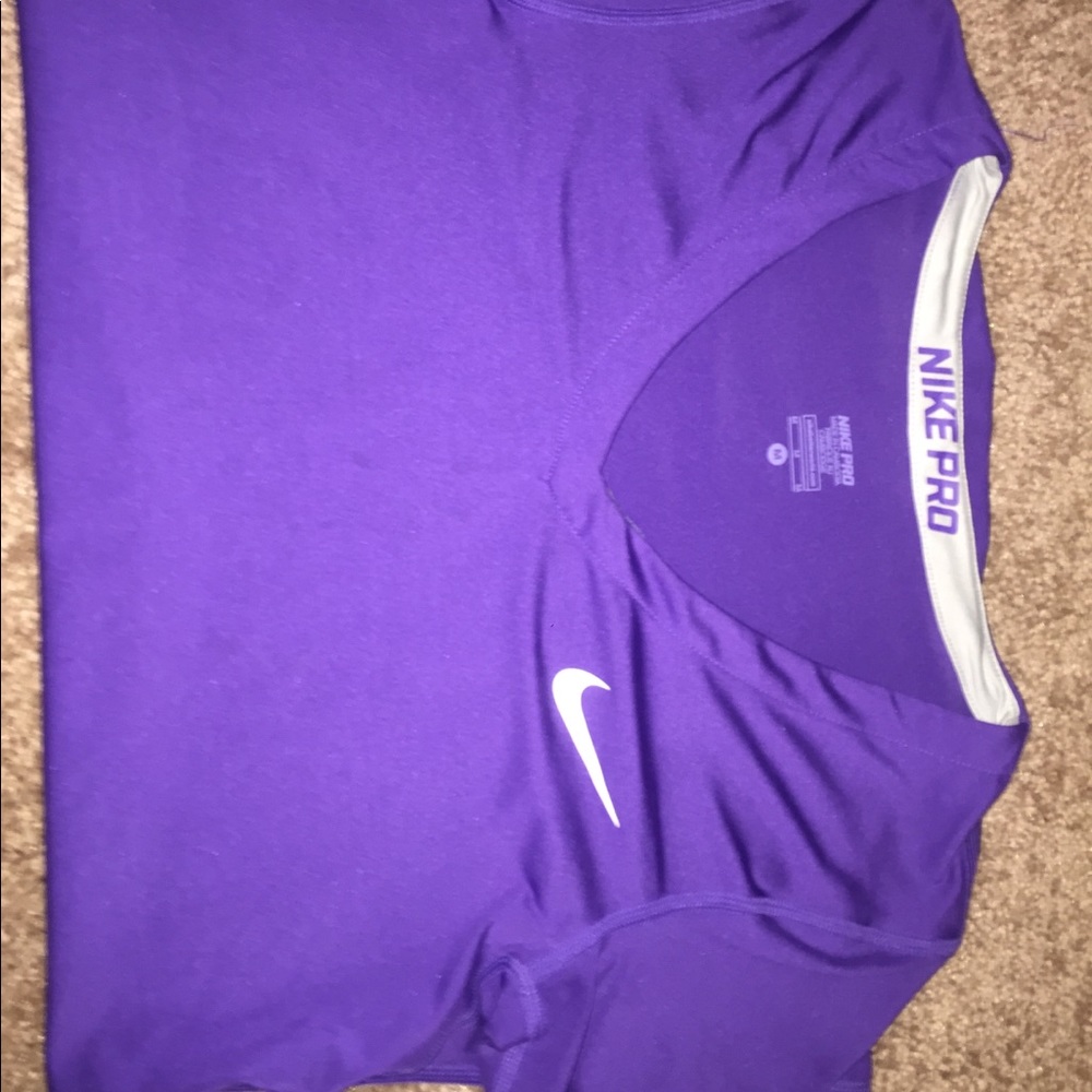 purple nike pro compression shirt